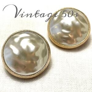 Vintage 1950s JUDY LEE faux pearl gold clip earrings